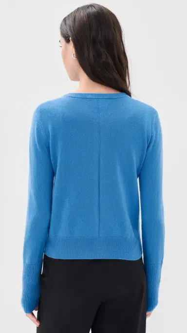 La Ligne Solid ean ines Cashmere Cardigan Cerulean | Thumbnail 3