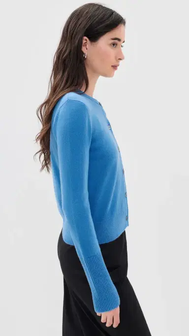 La Ligne Solid ean ines Cashmere Cardigan Cerulean | Thumbnail 4