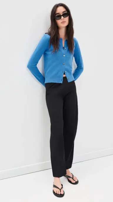 La Ligne Solid ean ines Cashmere Cardigan Cerulean | Thumbnail 5