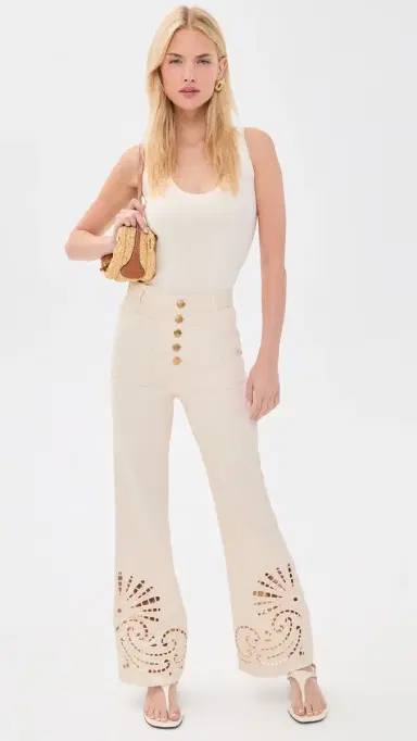 Ulla Johnson The Lou Eyelet Jeans Cowrie | Thumbnail 5