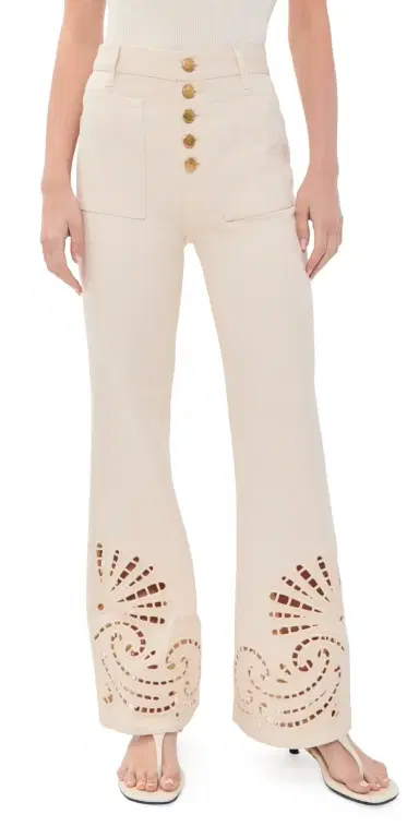 Ulla Johnson The Lou Eyelet Jeans Cowrie | Thumbnail 1