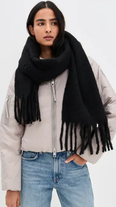 Hat Attack Cozy Solid Scarf Black One Size | Thumbnail 3