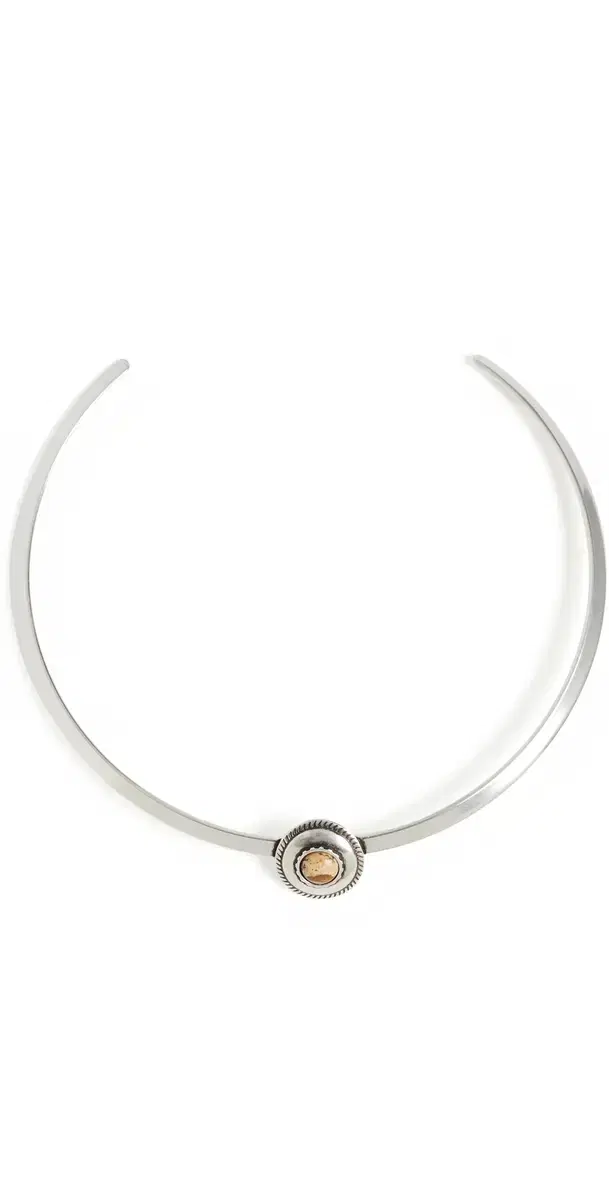 Isabel Marant Stone Embellished Choker Necklace Natural/Silver One Size