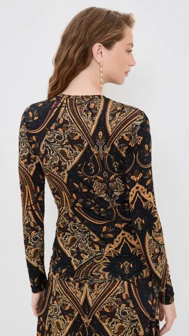 Ulla Johnson Neri Long Sleeve Jersey Top Twilight Paisley | Thumbnail 3