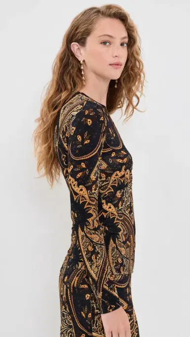 Ulla Johnson Neri Long Sleeve Jersey Top Twilight Paisley | Thumbnail 4