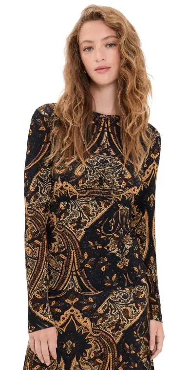 Ulla Johnson Neri Long Sleeve Jersey Top Twilight Paisley | Thumbnail 1