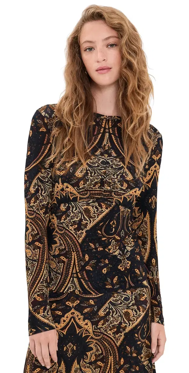 Ulla Johnson Neri Long Sleeve Jersey Top Twilight Paisley