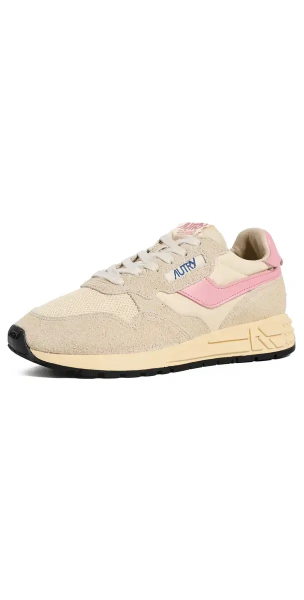 Autry Reelwind Low Suede Sneakers Ecru/Geranium Pink