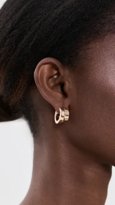 Tory Burch Kira Enamel Double Hoop Earrings Tory Gold / New One Size | Thumbnail 3