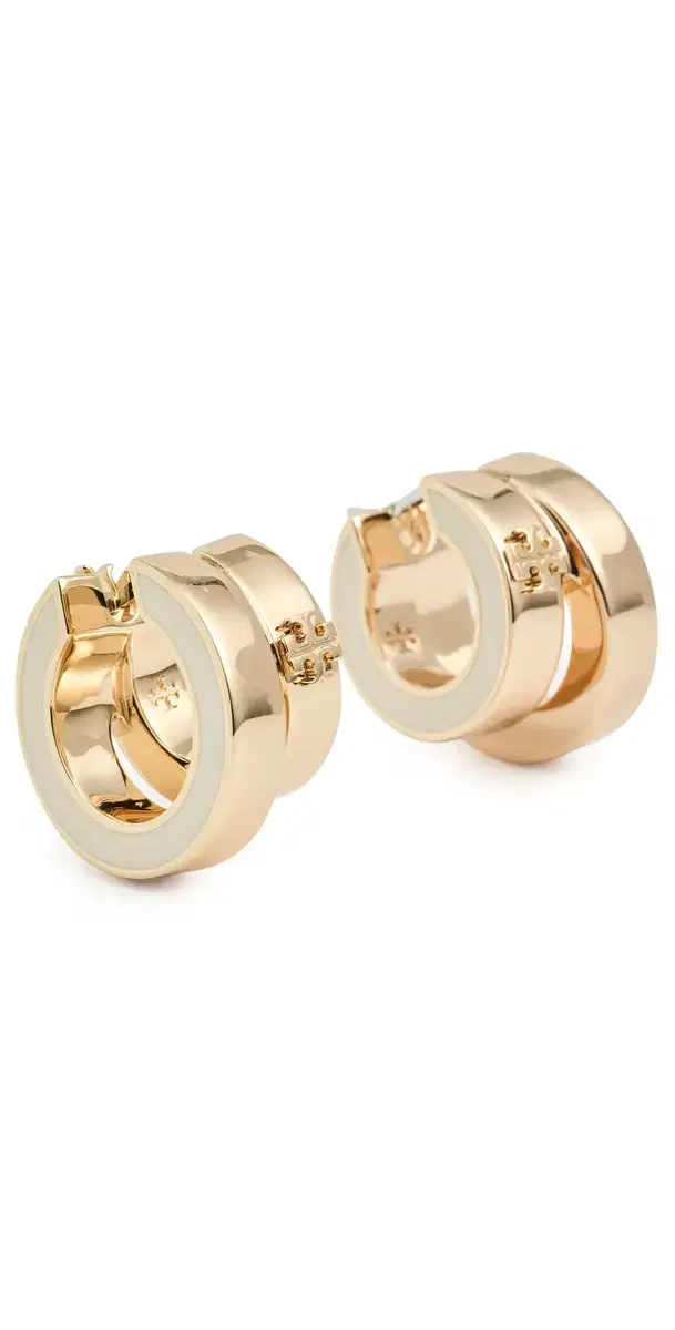 Tory Burch Kira Enamel Double Hoop Earrings Tory Gold / New One Size