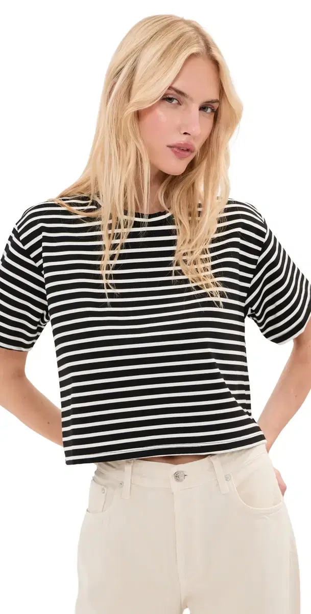 LE BOP Hazel Cropped Tee Crème/Black