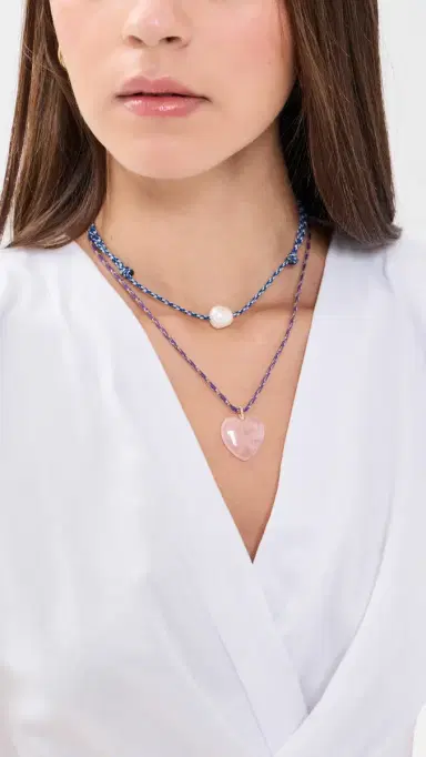 Zoe Chicco Rose Quartz Heart Paracord Necklace 14k Yellow Gold One Size | Thumbnail 3