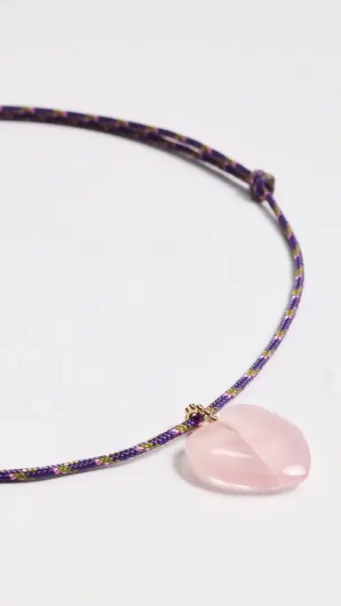 Zoe Chicco Rose Quartz Heart Paracord Necklace 14k Yellow Gold One Size | Thumbnail 4