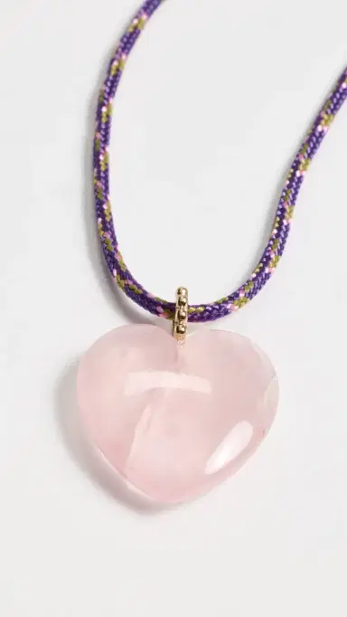 Zoe Chicco Rose Quartz Heart Paracord Necklace 14k Yellow Gold One Size | Thumbnail 5