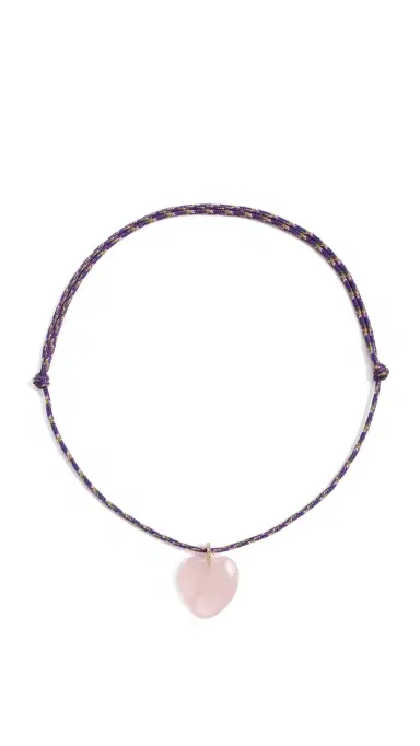Zoe Chicco Rose Quartz Heart Paracord Necklace 14k Yellow Gold One Size | Thumbnail 6