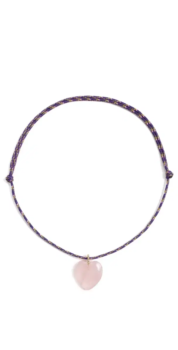 Zoe Chicco Rose Quartz Heart Paracord Necklace 14k Yellow Gold One Size