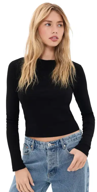 RE/DONE 90s Baby ong Sleeve Tee Vintage Black | Thumbnail 1