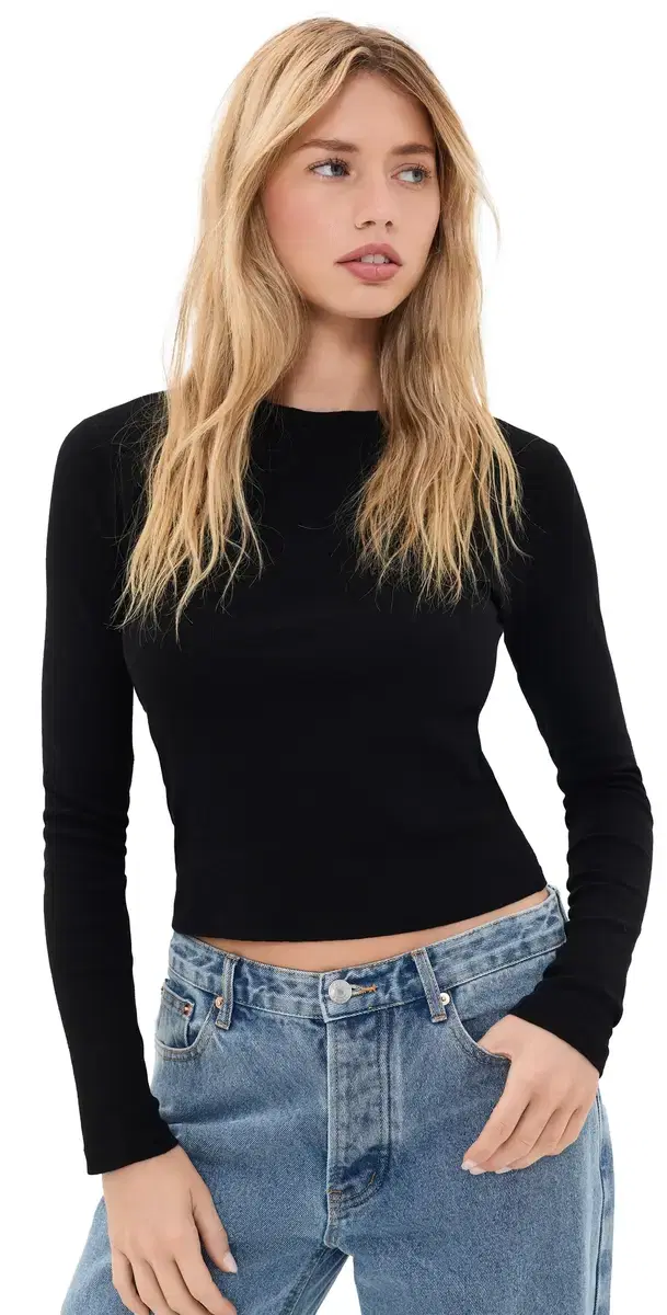RE/DONE 90s Baby ong Sleeve Tee Vintage Black