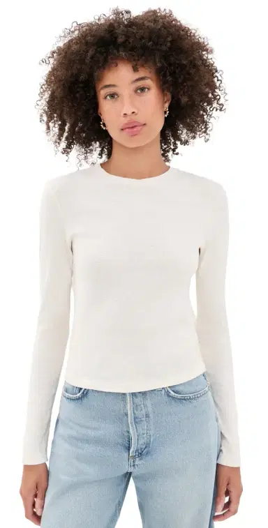RE/DONE 90s Baby ong Sleeve Tee Vintage White | Thumbnail 1