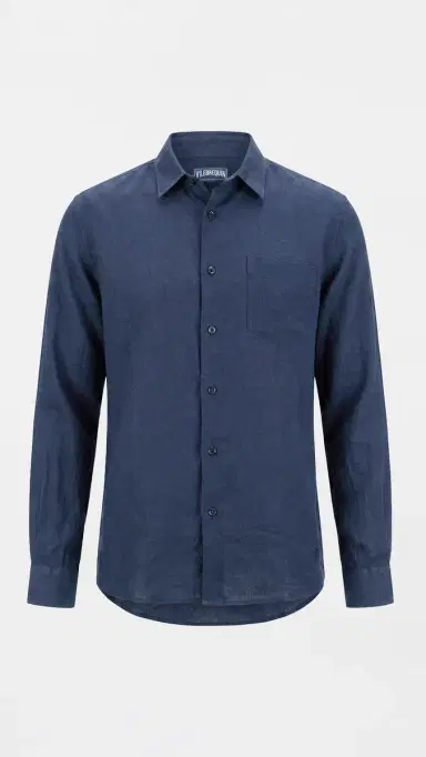 Vilebrequin Caroubis Linen Shirt Bleu arine | Thumbnail 2