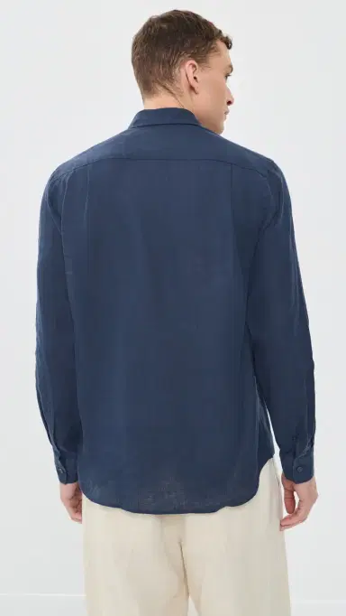 Vilebrequin Caroubis Linen Shirt Bleu arine | Thumbnail 4