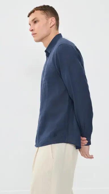 Vilebrequin Caroubis Linen Shirt Bleu arine | Thumbnail 5
