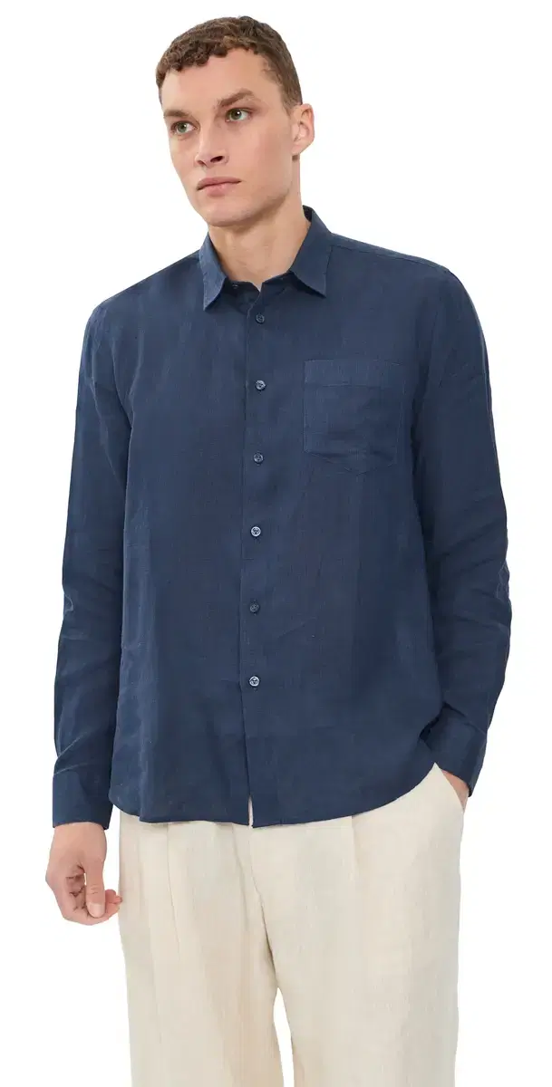 Vilebrequin Caroubis Linen Shirt Bleu arine