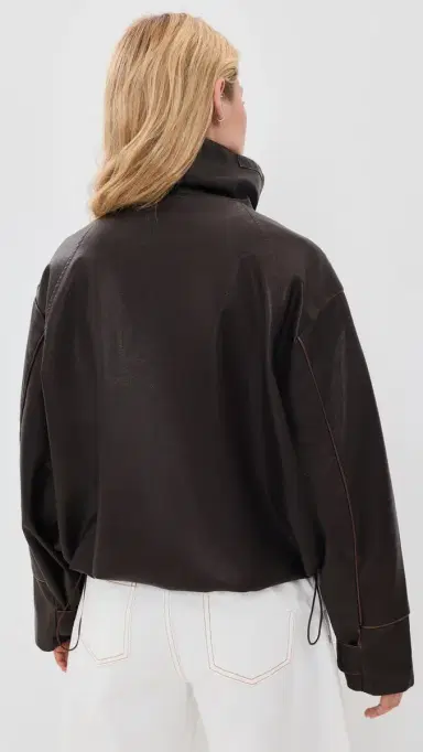 Lioness Shoreline Funnel Faux eather Jacket Chocolate | Thumbnail 3