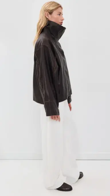 Lioness Shoreline Funnel Faux eather Jacket Chocolate | Thumbnail 4