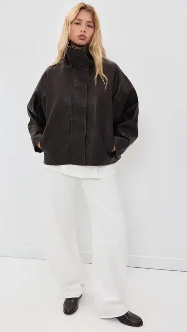 Lioness Shoreline Funnel Faux eather Jacket Chocolate | Thumbnail 5