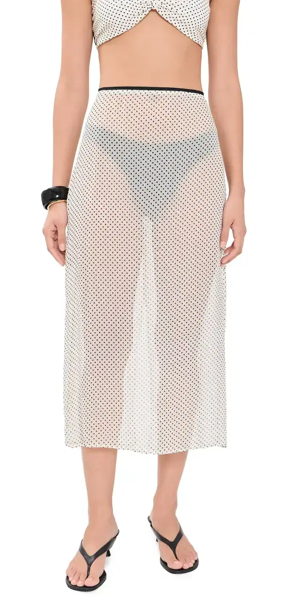 Hunza G heer Polka-Dot Skirt Vanilla Polka Dot Crepe