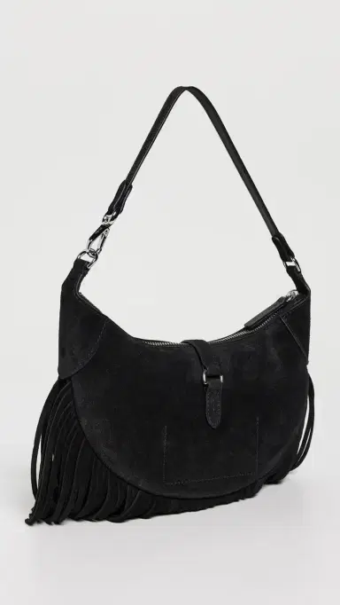 Polo Ralph Lauren Suede Fringe Shoulder Bag Black One Size | Thumbnail 4 Polo Ralph Lauren Suede Fringe Shoulder Bag Black One Size | Thumbnail 4