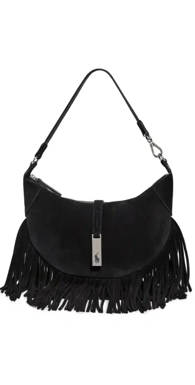 Polo Ralph Lauren Suede Fringe Shoulder Bag Black One Size | Thumbnail 1 Polo Ralph Lauren Suede Fringe Shoulder Bag Black One Size | Thumbnail 1