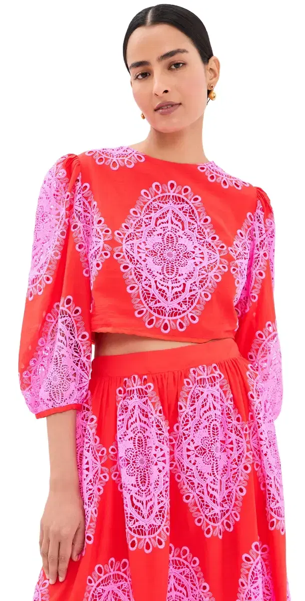 Borgo de Nor Rhea Lace Top Red/Pink