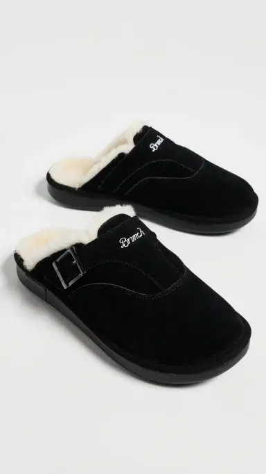 Brunch Amour Suede Shearling Slippers Black | Thumbnail 5 Brunch Amour Suede Shearling Slippers Black | Thumbnail 5