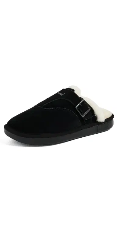 Brunch Amour Suede Shearling Slippers Black | Thumbnail 1 Brunch Amour Suede Shearling Slippers Black | Thumbnail 1