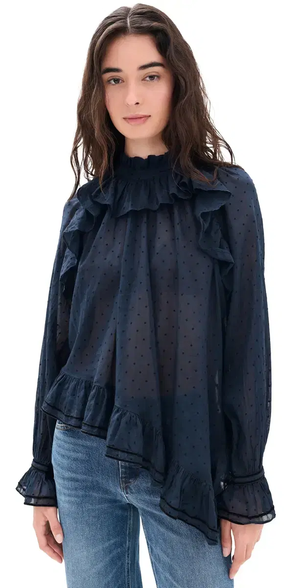 Ulla Johnson Marcella Long Sleeve Cotton Blouse Nightfall