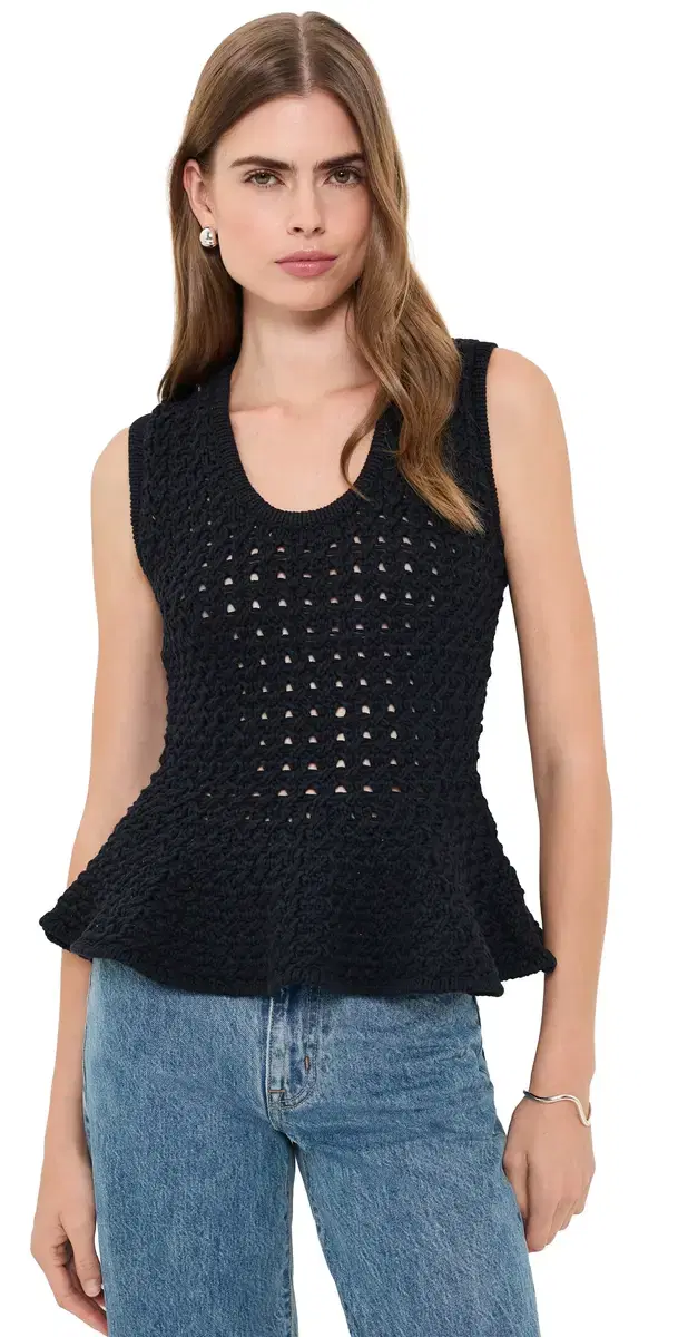 Pistola Anna Peplum Sweater Tank Black