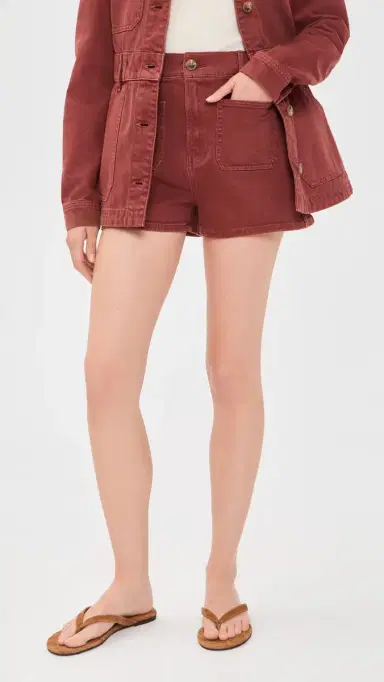 Veronica Beard Jean Elijah Shorts with Patch Pockets Rust | Thumbnail 2