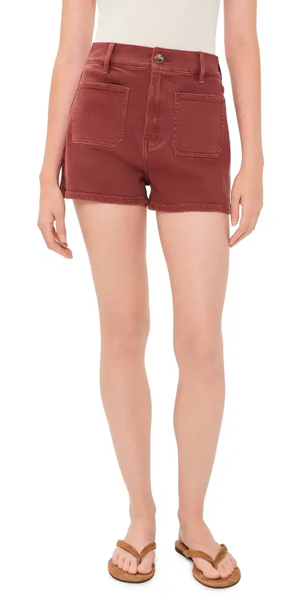 Veronica Beard Jean Elijah Shorts with Patch Pockets Rust