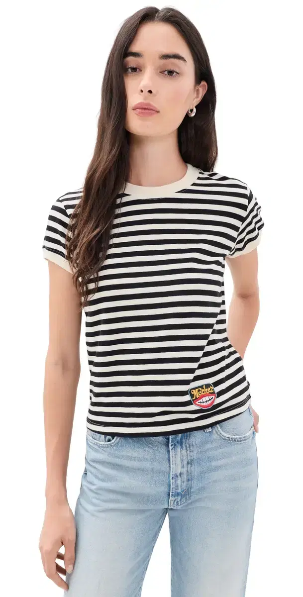 The Boxy Goodie Goodie Tee Black And Cream Striipe
