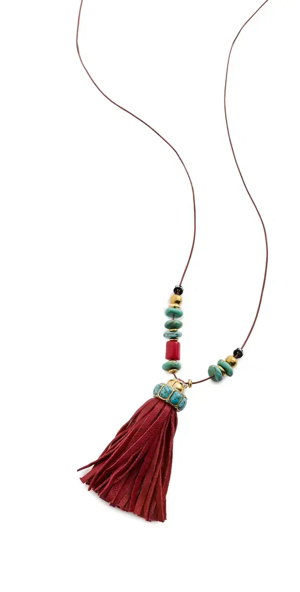 Elizabeth Cole Ponsie Necklace Red Turquoise