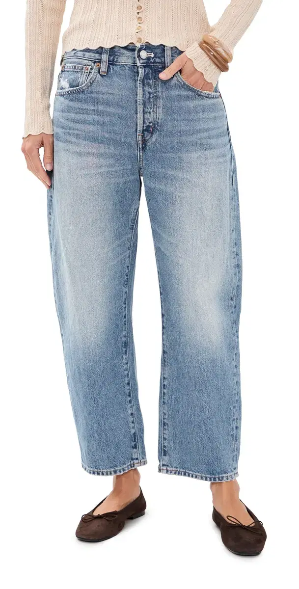 Madewell The Short Barrel-Leg Jeans Solstice Wash