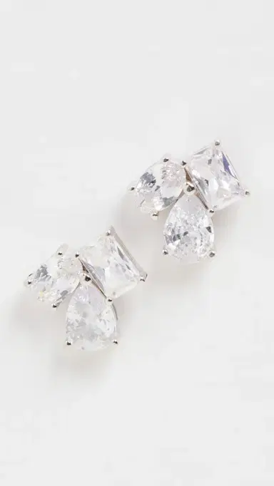 SHASHI Pierre Studs White Gold One Size | Thumbnail 4