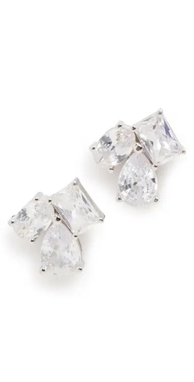 SHASHI Pierre Studs White Gold One Size | Thumbnail 1