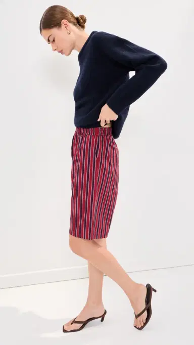 LE BOP Frances Bermuda Shorts Red/Navy tripe | Thumbnail 4