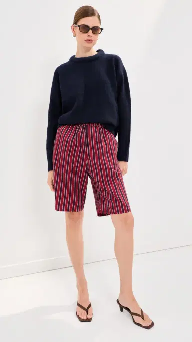 LE BOP Frances Bermuda Shorts Red/Navy tripe | Thumbnail 5