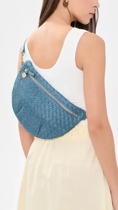 Clare V. Grande Fanny Woven Belt Bag Desert Blue One Size | Thumbnail 3