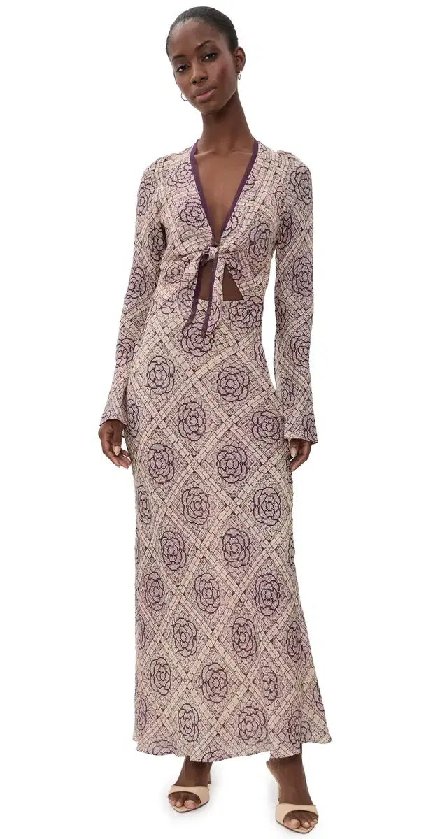 SIR. Mireli Scarf Coverup Dress Rose Parquet
