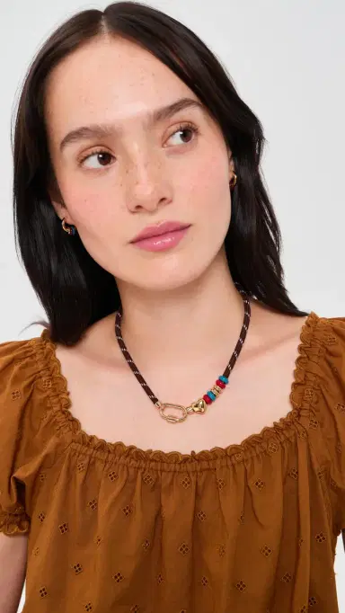 Madewell Heart Carabiner Hiker Cord Necklace SMOKED CLARET One Size | Thumbnail 3